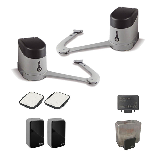 Nice csuklós meghajtás kétszárnyú kapuhoz, fotocellákkal szett