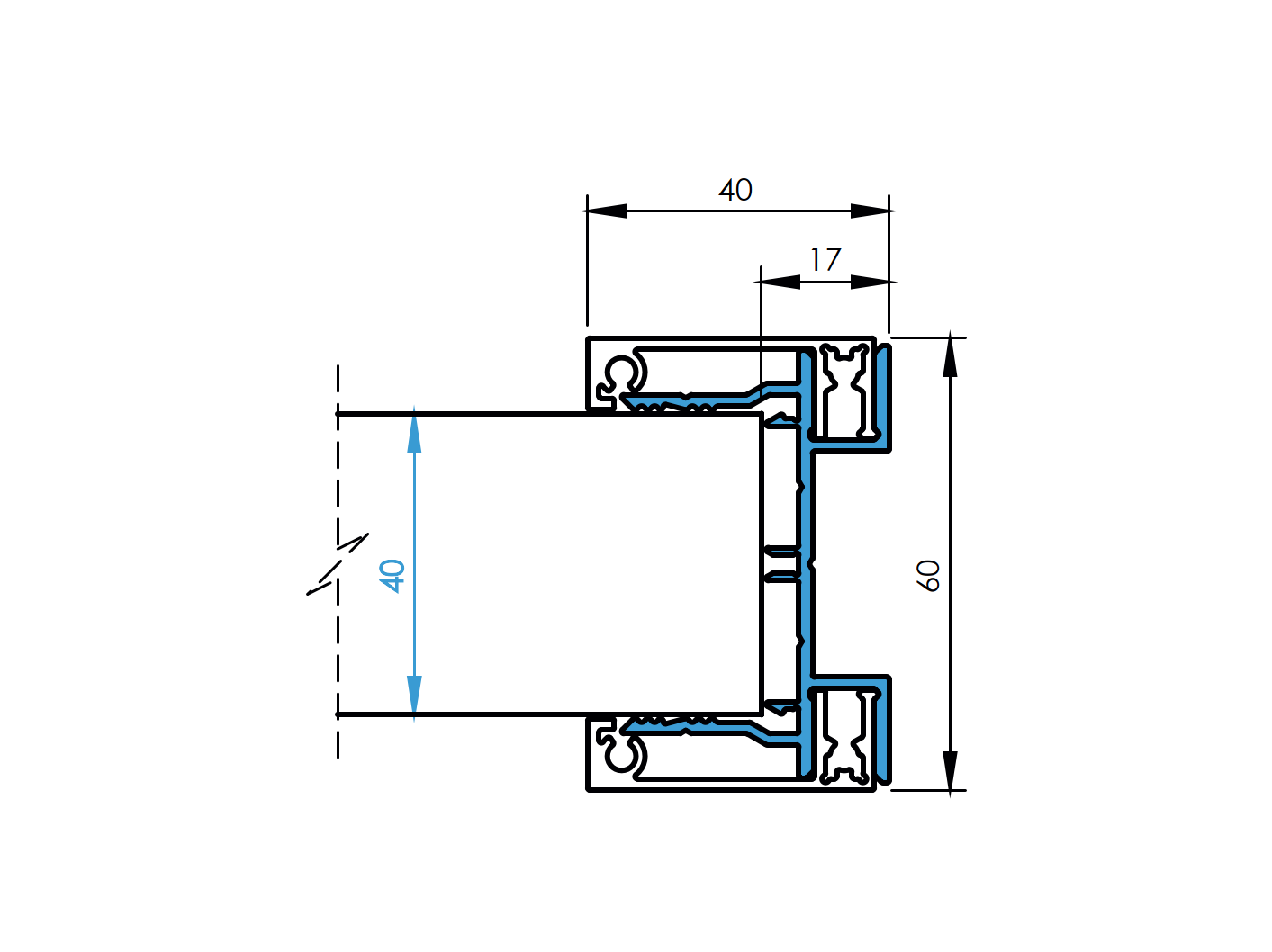 Alumínium kerítés adapter 40 mm-es töltéshez - 1500 mm