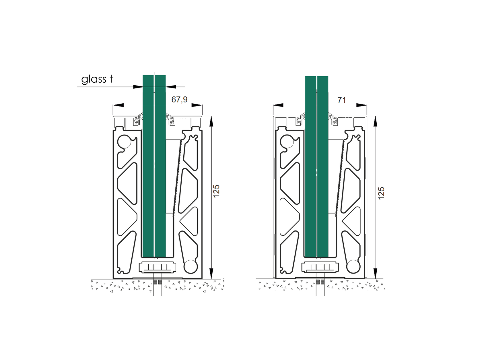 Alumínium profil vonalmenti üvegkorláthoz