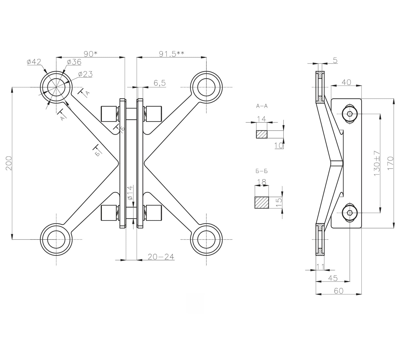 Síküveg négykaros pontmegfogó