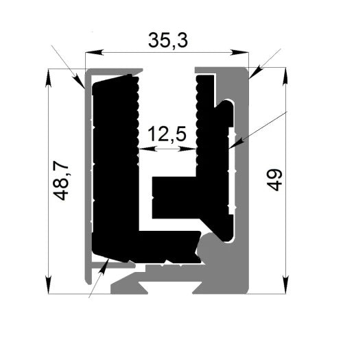Alumínium profill garnitúra-üveg BLACK H50