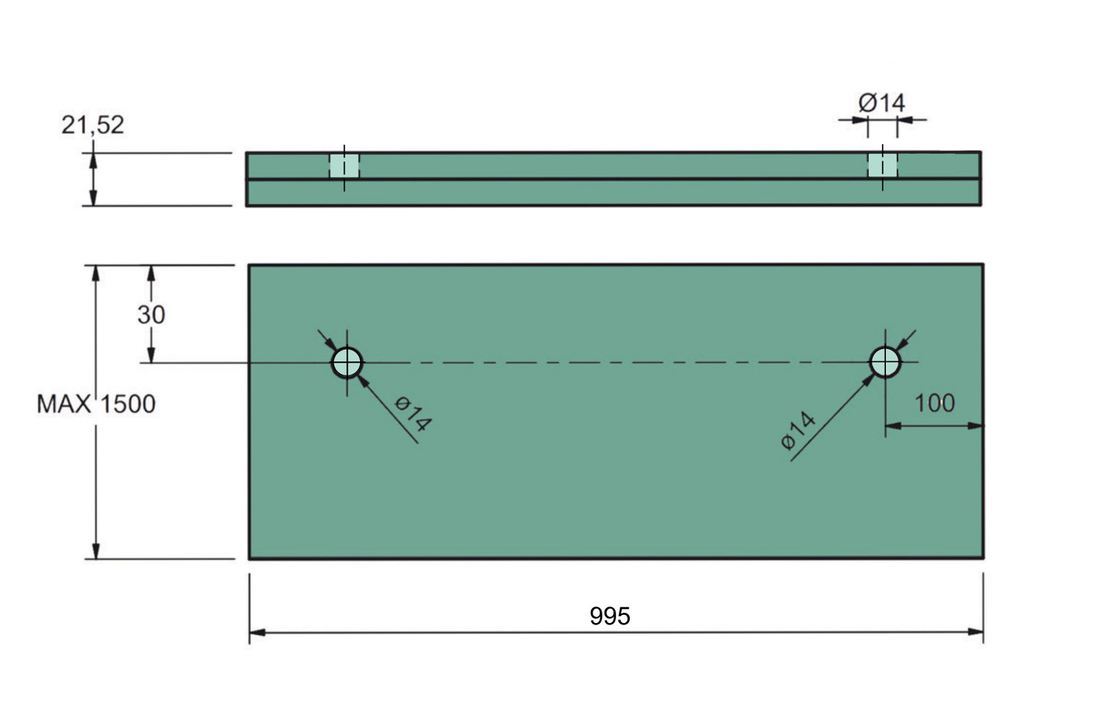 Előtető aluprofil síküveghez 73x118x3000 mm +1.5