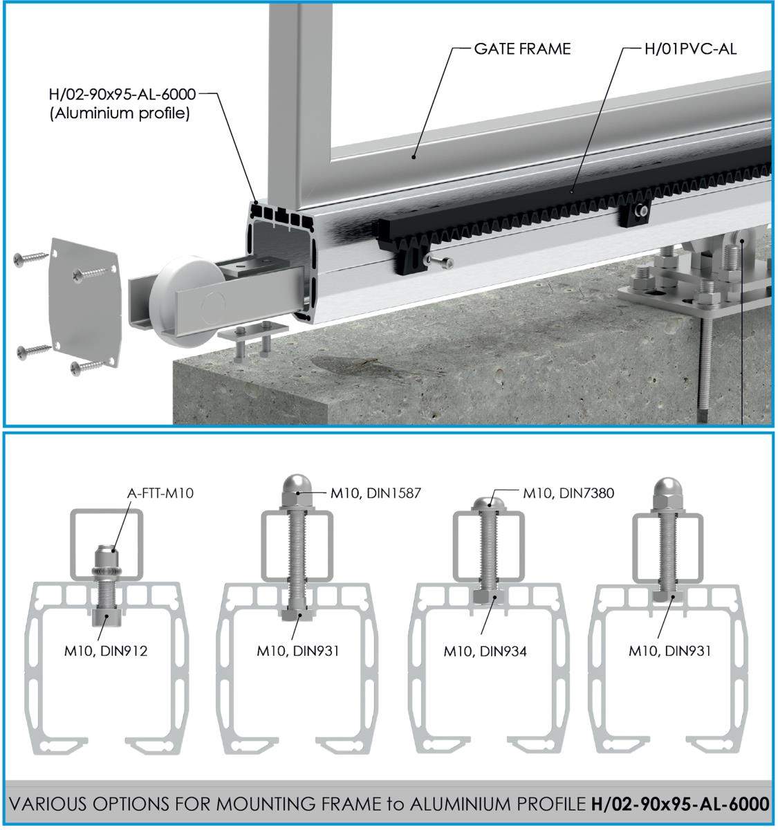 Úszókapu C-profil, alumínium, 90x95 mm, 6m