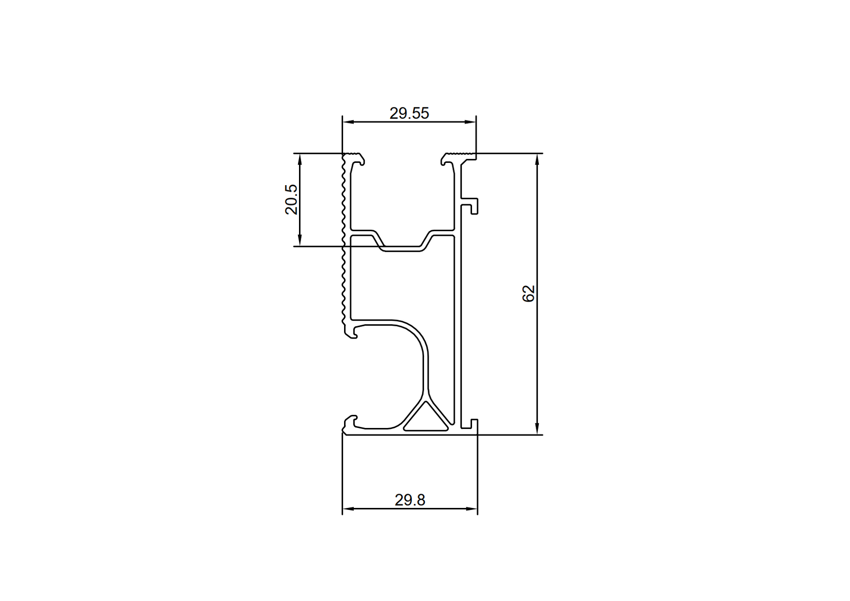 Szerelősín R62-5000mm