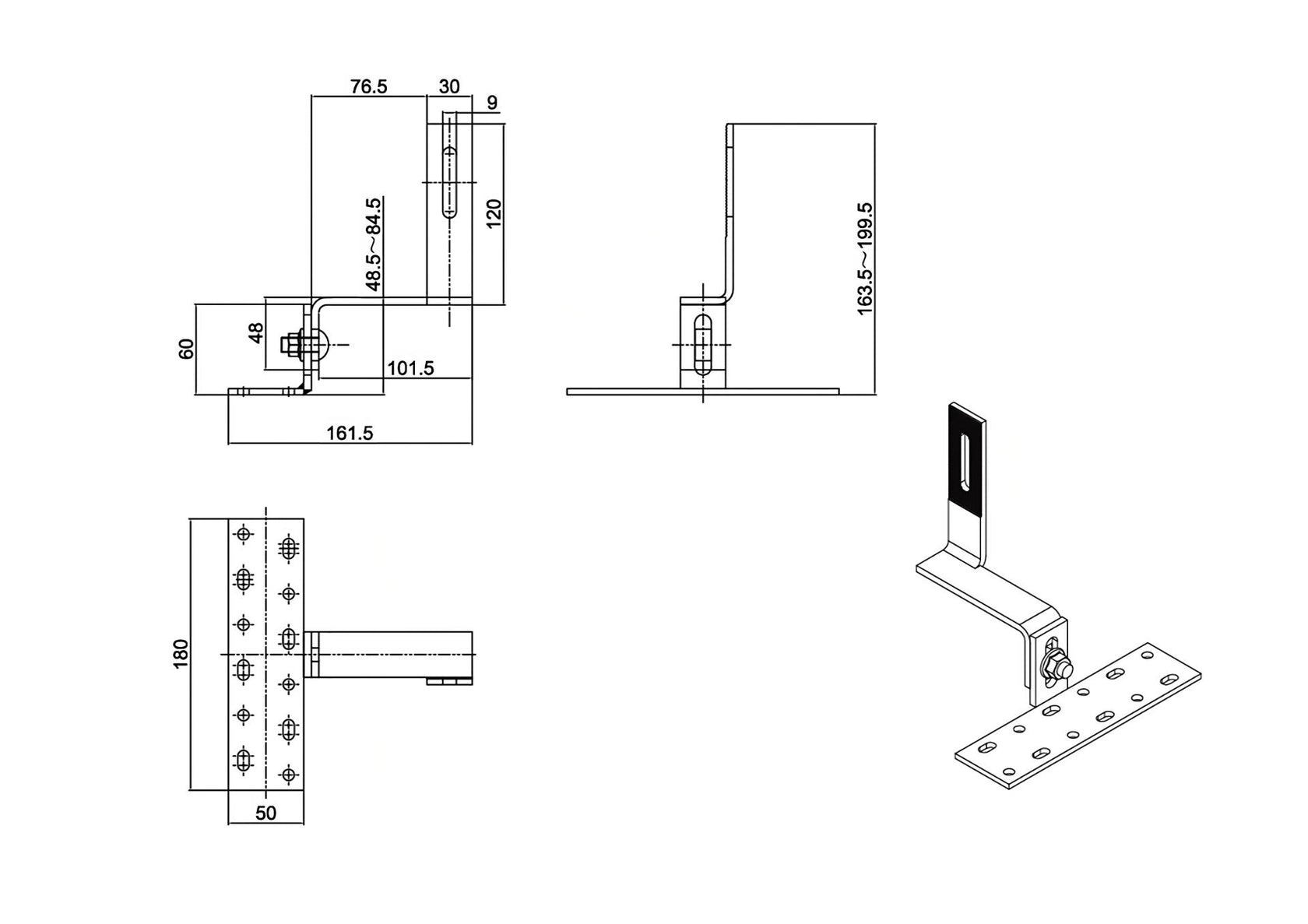 Rozsdamentes kampó 90°- kerámia/beton cserép
