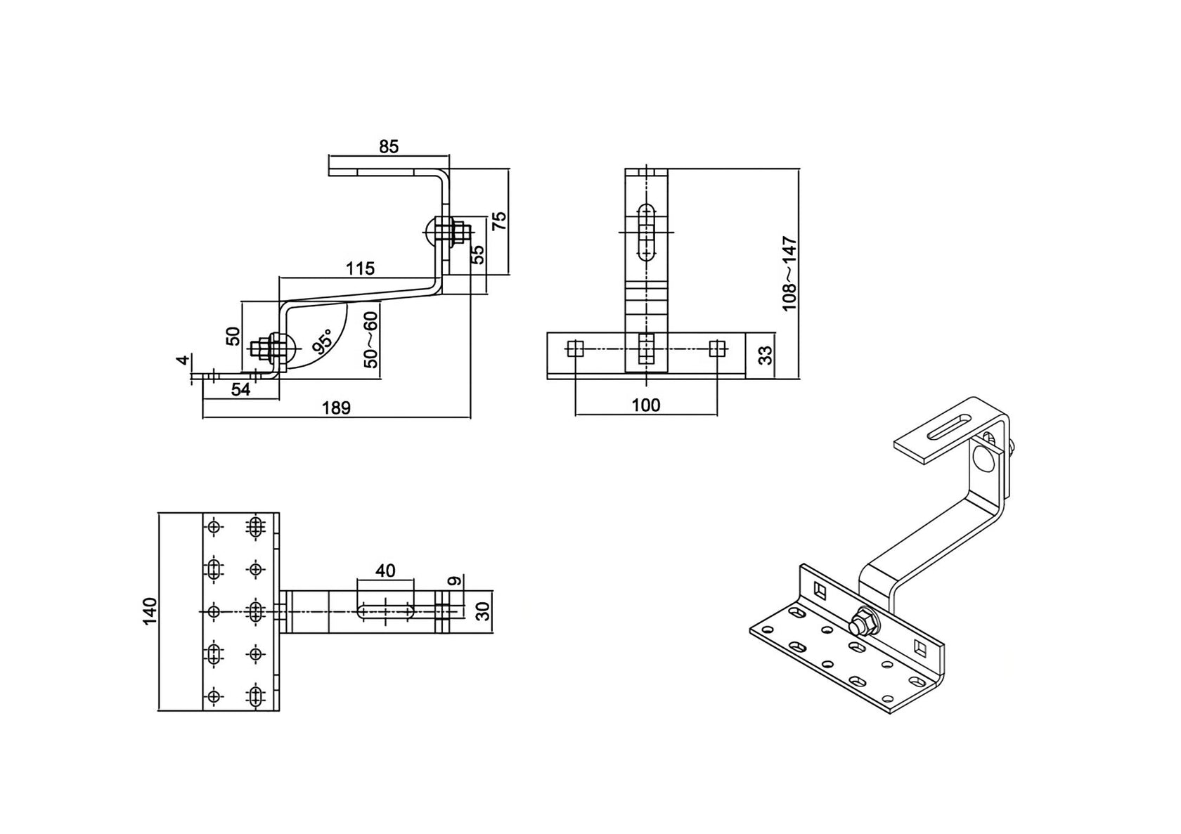 Rozsdamentes kampó, két helyen állítható