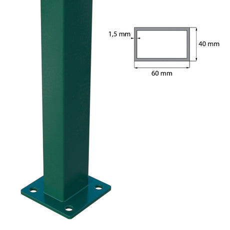 Oszlop 60x40mm talppal ZnPVC 2000mm zöld