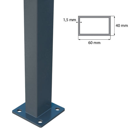 Oszlop 60x40mm talppal ZnPVC 2200mm antracit