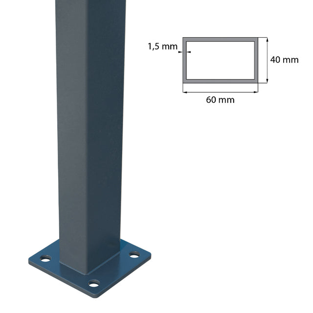 Oszlop 60x40mm talppal ZnPVC 1600mm antracit