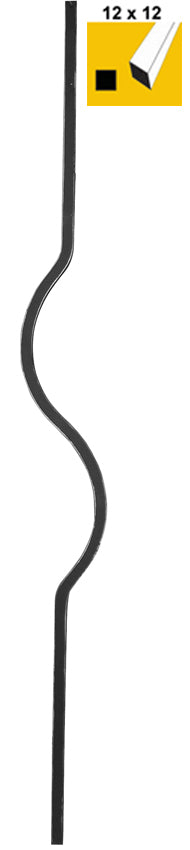 Korlátpálca-hullámhajlított sima négyzetvas 12x12,