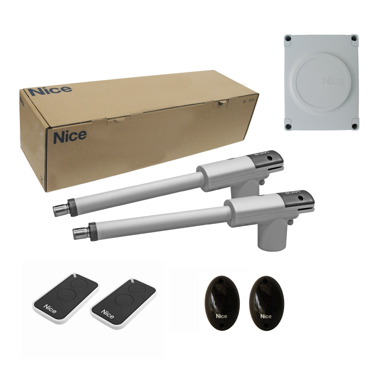 Nice meghajtás kétszárnyú kapuhoz, fotocellás készlettel