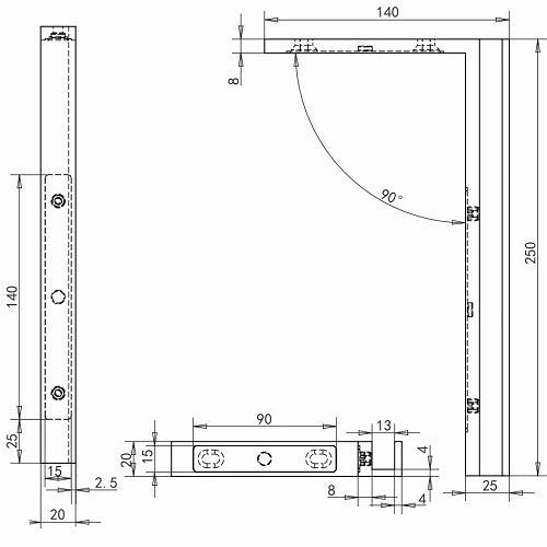 stabilizátor üvegfalhoz black