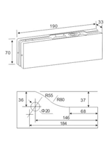Rozsdamentes alsópánt forgótüske AISI304, 190x70 BLACK