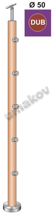 Natúr tölgy oszlop pálcatartókkal (lépcsőre)