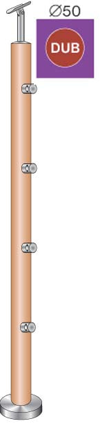 Natúr tölgy oszlop pálcatartókkal (lépcsőre)