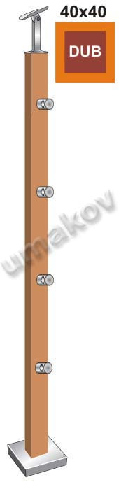 Natúr tölgy korlátoszlop DUB (OAK) JP 40x40mm, 4xd
