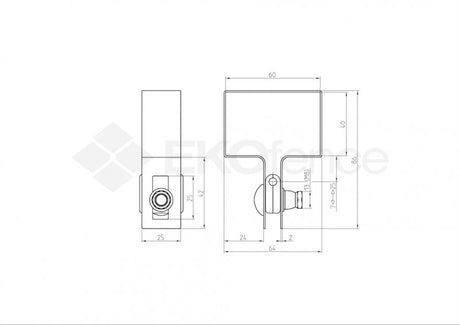 Végső bilincs oszlophoz ZnPVC 60x40mm fekete M
