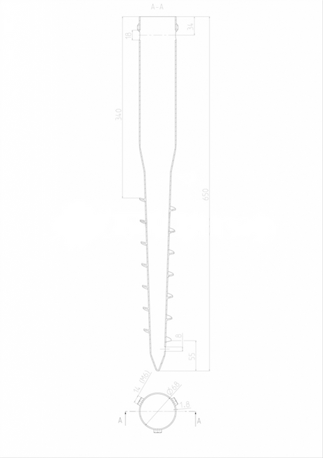 Ground screw Zn 68x1,8x650mm, 3xM8
