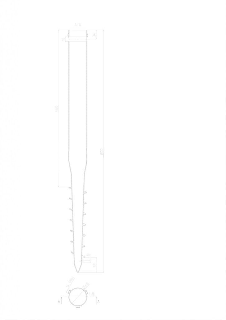 Zemná kotviaca skrutka Zn 68x1,8x800mm, 3xM8